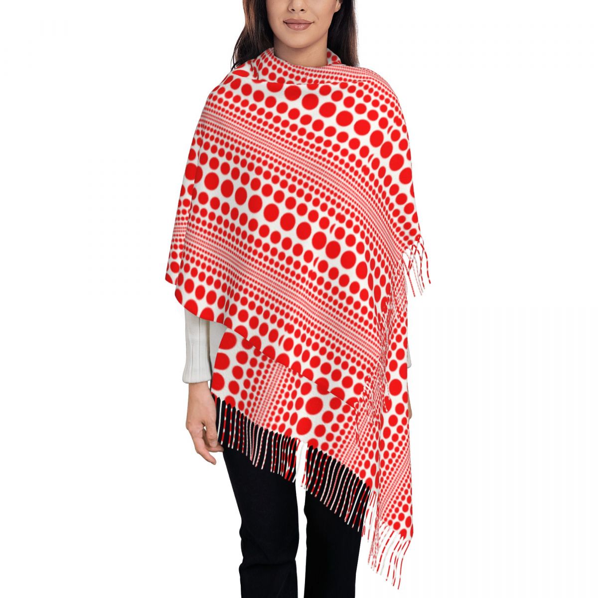 Cachecol Vermelho com Bolinhas - Infinity Scarf Knit avaliação e preço